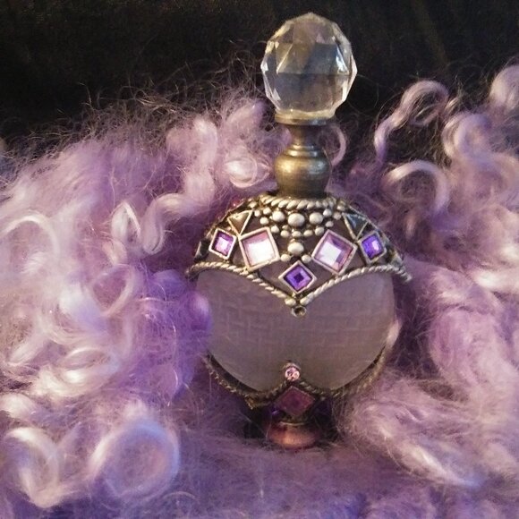 Vintage Purple Jeweled Perfume Bottle - Picture 1 of 1